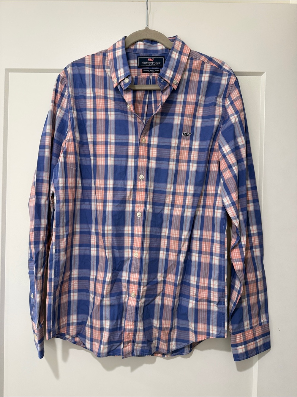 Vineyard Vines Men’s Blue & Pink Plaid Button-Down Shirt